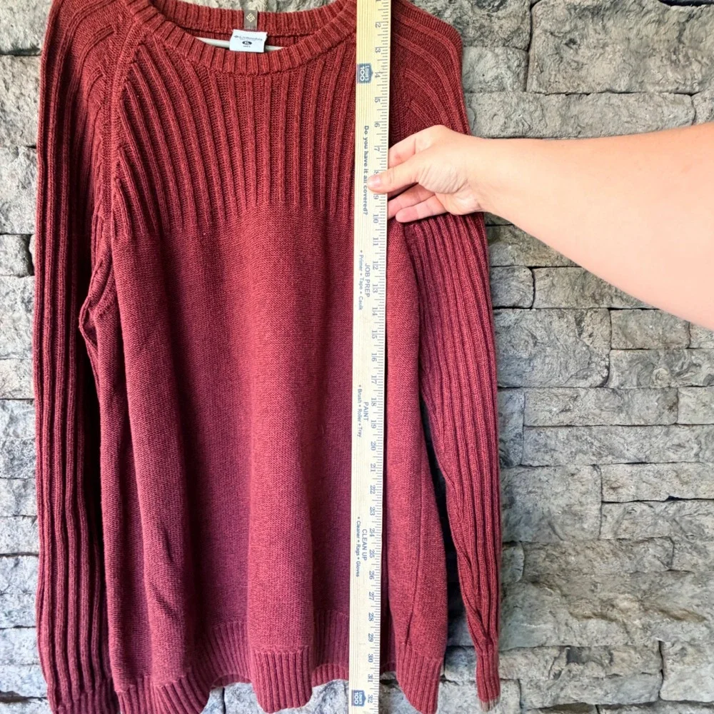 Columbia Sweater Mens XL Red Cotton Ribbed Knit Crewneck Gorpcore Chnky